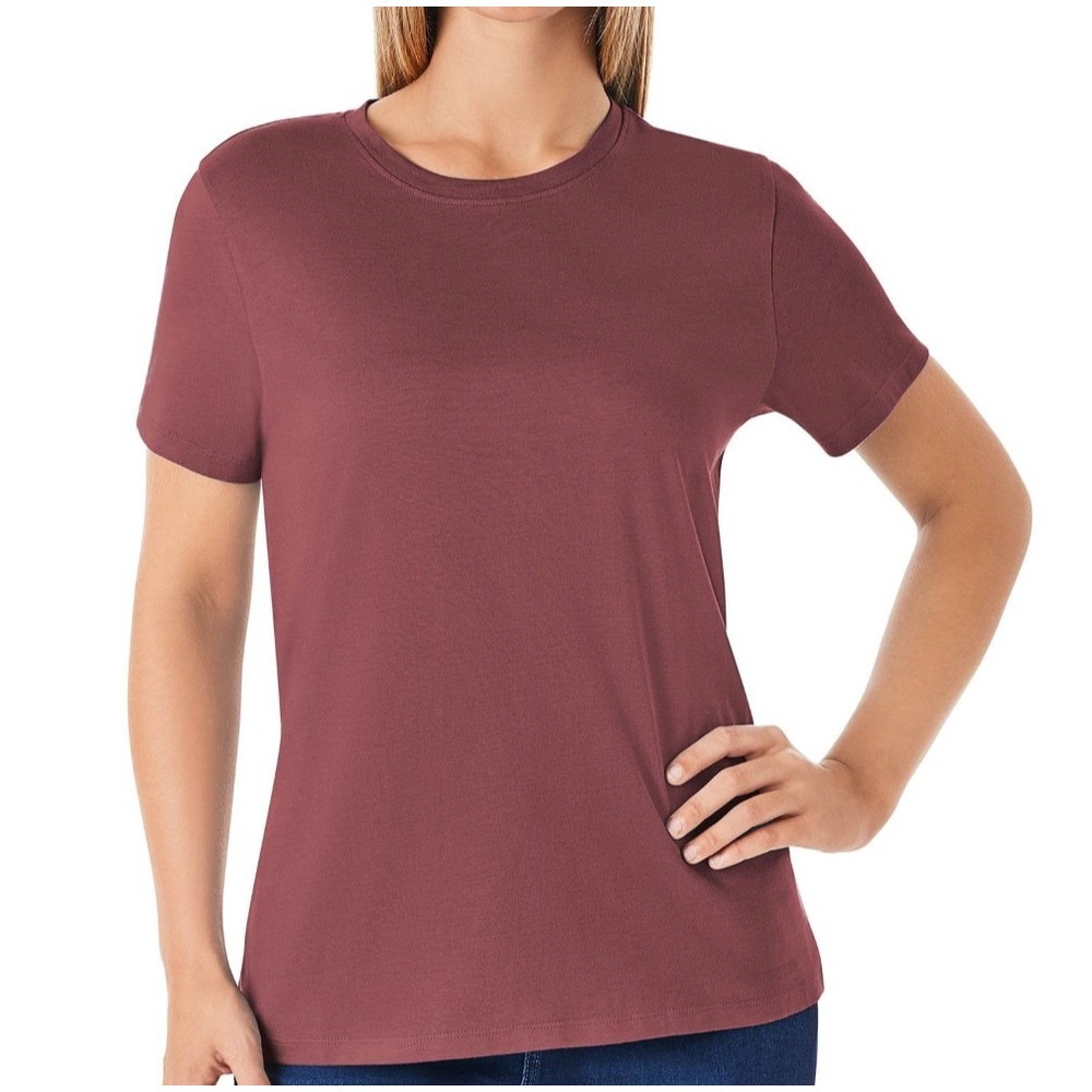 Members Mark Women's Essential Short Sleeve Relaxed Fit Crewneck Tee size L red